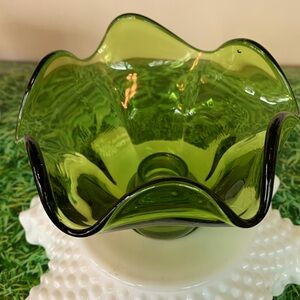 Viking vintage candle holder, brilliant green, EUC